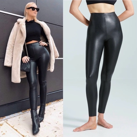 Commando Leggings L Black Faux Leather Perfect Control Tummy Control - Picture 1 of 13